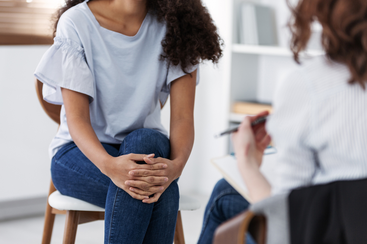 Anonymous photo of two women during psychotherapy.