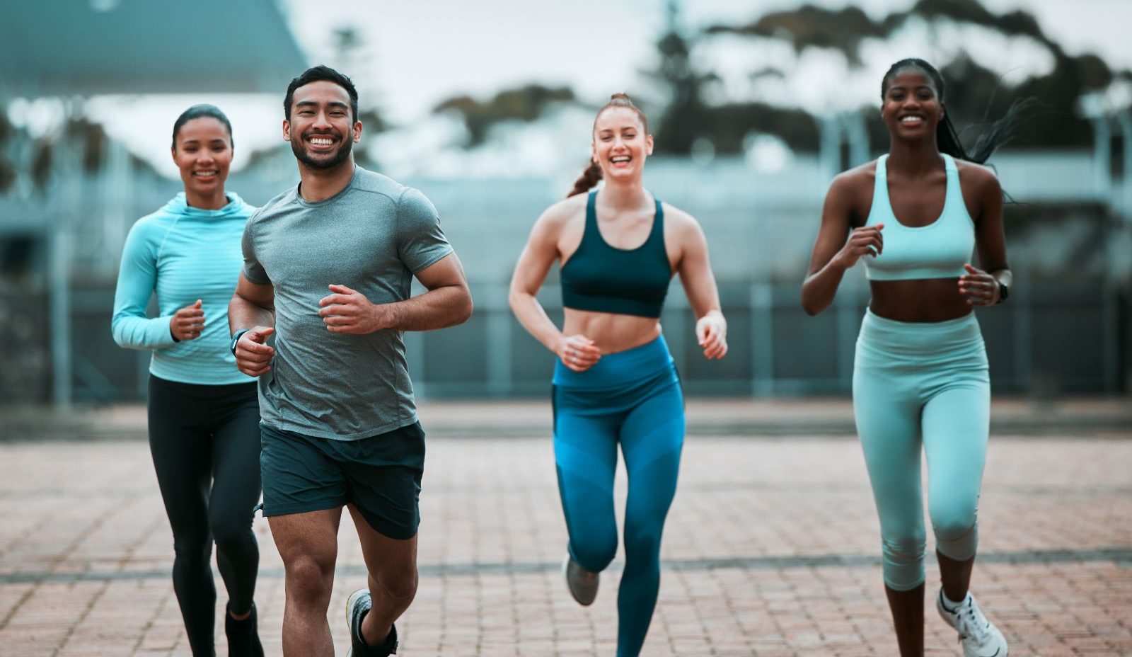 Four people go for a run.