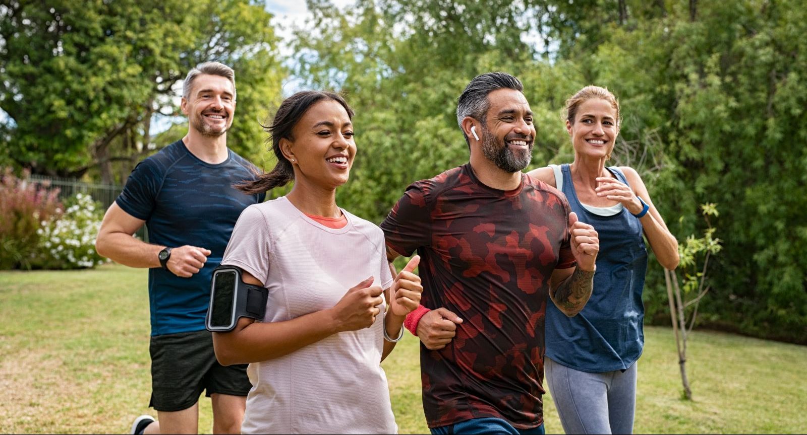 A group of people participate in physical activity.