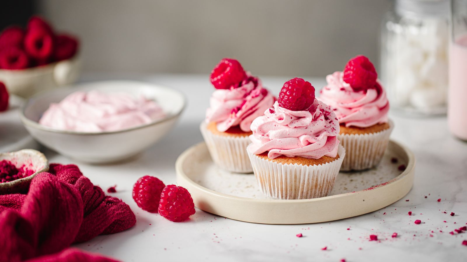 Pink cupcakes with artificial food dyes
